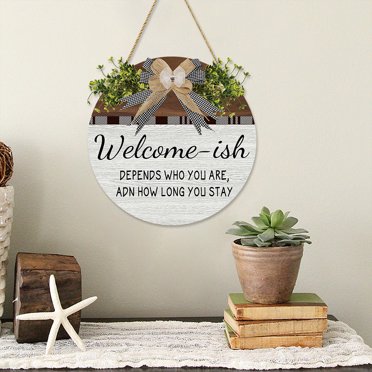 LSLJS 3D Welcome Hanger Funny Welcome Sign Home Outdoor Decor 11.8Inch, Door Hanger Welcome Sign Home Decor Funny Words Door Hanger, Door Hanger