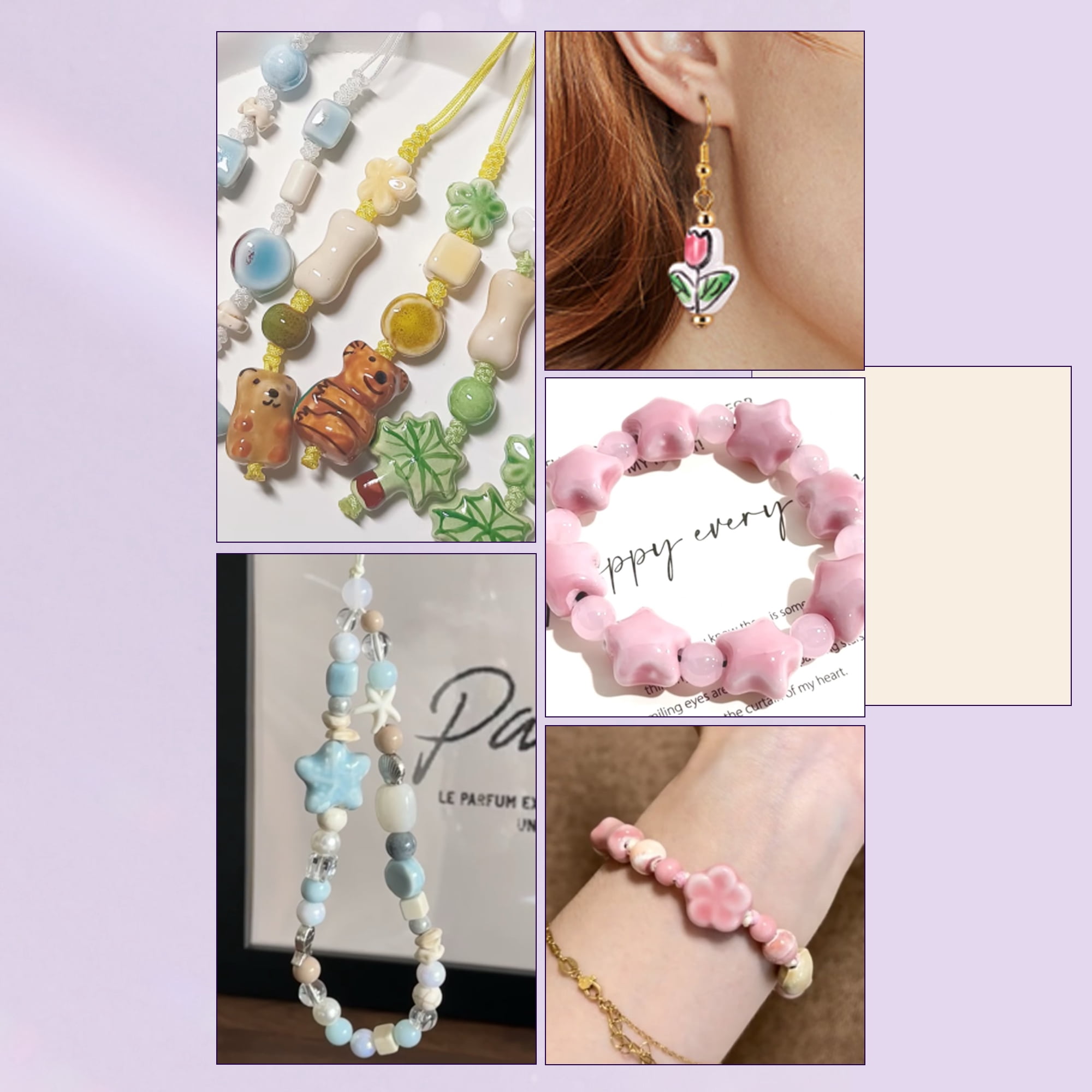 Unique Bargains 10pcs Ceramic Beads for Jewelry Making Square Shape