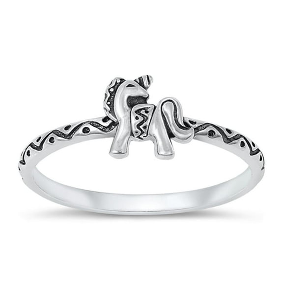 Magical Unicorn Ring .925 Sterling Silver Oxidized Band Jewelry Female Male Unisex Size 8