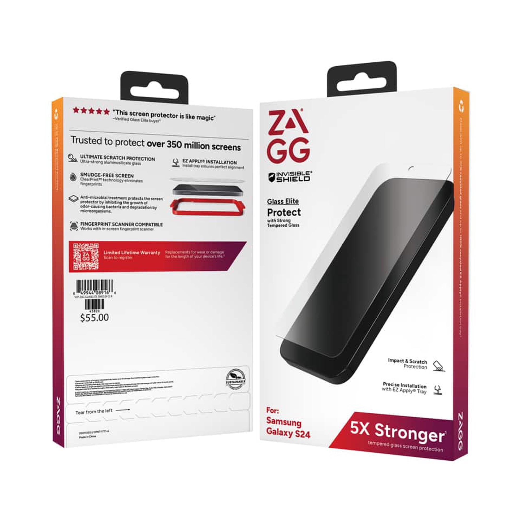 Zagg Invisible Shield Glass Elite Biometric Screen Protector - Samsung Galaxy S24