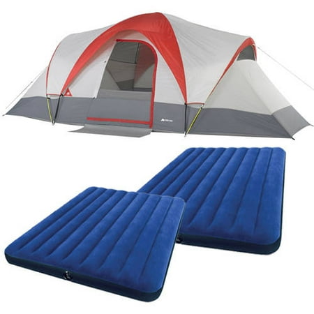 Ozark Trail Weatherbuster 9 Person Dome Tent with Two Bonus Queen Airbeds Value (Best 2 Man Tent)