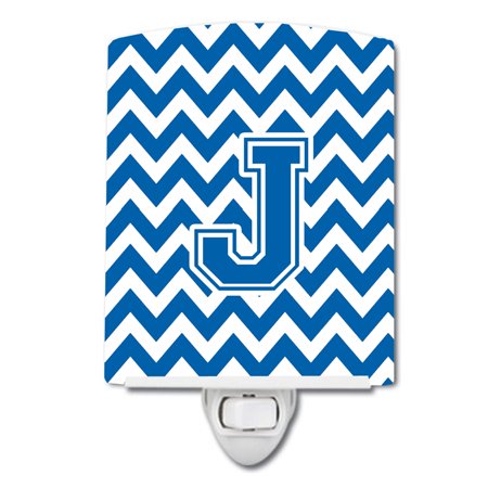 

Letter J Chevron Blue and White Ceramic Night Light