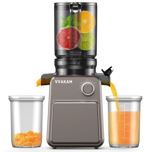 VVAKAM Juicer Machines, Cold Press Juicer with 4.4'' Large Feed Chute Fit Whole Vegetables & Fruits, Masticating Juicer Machines, Easy to Clean, High