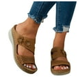 thumbnail image 3 of Siilsaa Platform Sandals for Women Wedge Sandals for Women Casual Summer Slide Platform Sandals Brown,7.5, 3 of 5