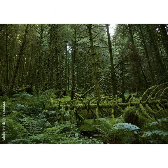 Tropical Coniferous Forest Moss Covered Fallen Trees Photography Backdrops Prop Sunlight Nature Landscape Theme Background ZL-10