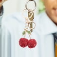 thumbnail image 5 of Styling Ring Charming Backpack Cherry Rhinestone Keychain, 5 of 8