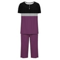 thumbnail image 5 of Lounge Wear for Women 2 Piece Set 2 Piece Summer Sets for Women Ladies Pajamas Sets Loose Fit Color Block Lounge Set, 5 of 5