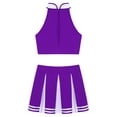 thumbnail image 6 of iixpin Womens Cheer Leader Outfit Crop Top with Pleated Mini Skirt Cheerleading Uniform Dancewear Purple XXL, 6 of 7