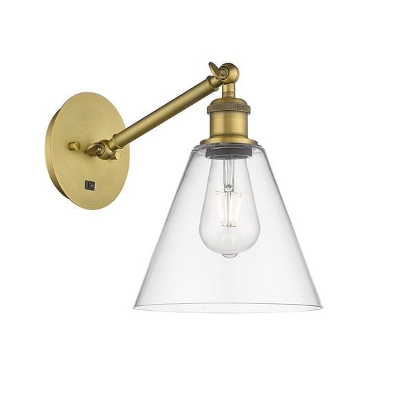 317-1W-BB-GBC-82-LED-Innovations Lighting-Athens - 1 Light Wall Sconce In Industrial Style-12.38 Inches Tall and 8 Inches Wide Brushed Brass Clear