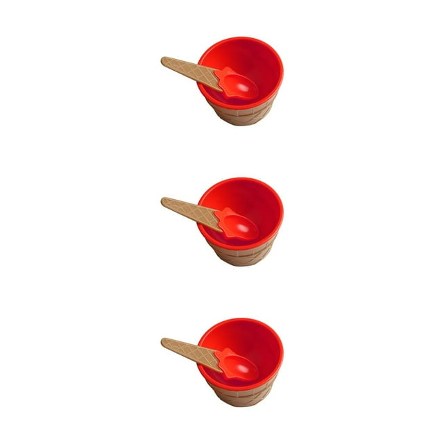 Bearachild Taza de helado para niños Postre para niños Mezcla de helado Tazón de PP con cuchara Vajilla Vajilla, rojo brillante Type1 NO1 Bearachild CBP146441