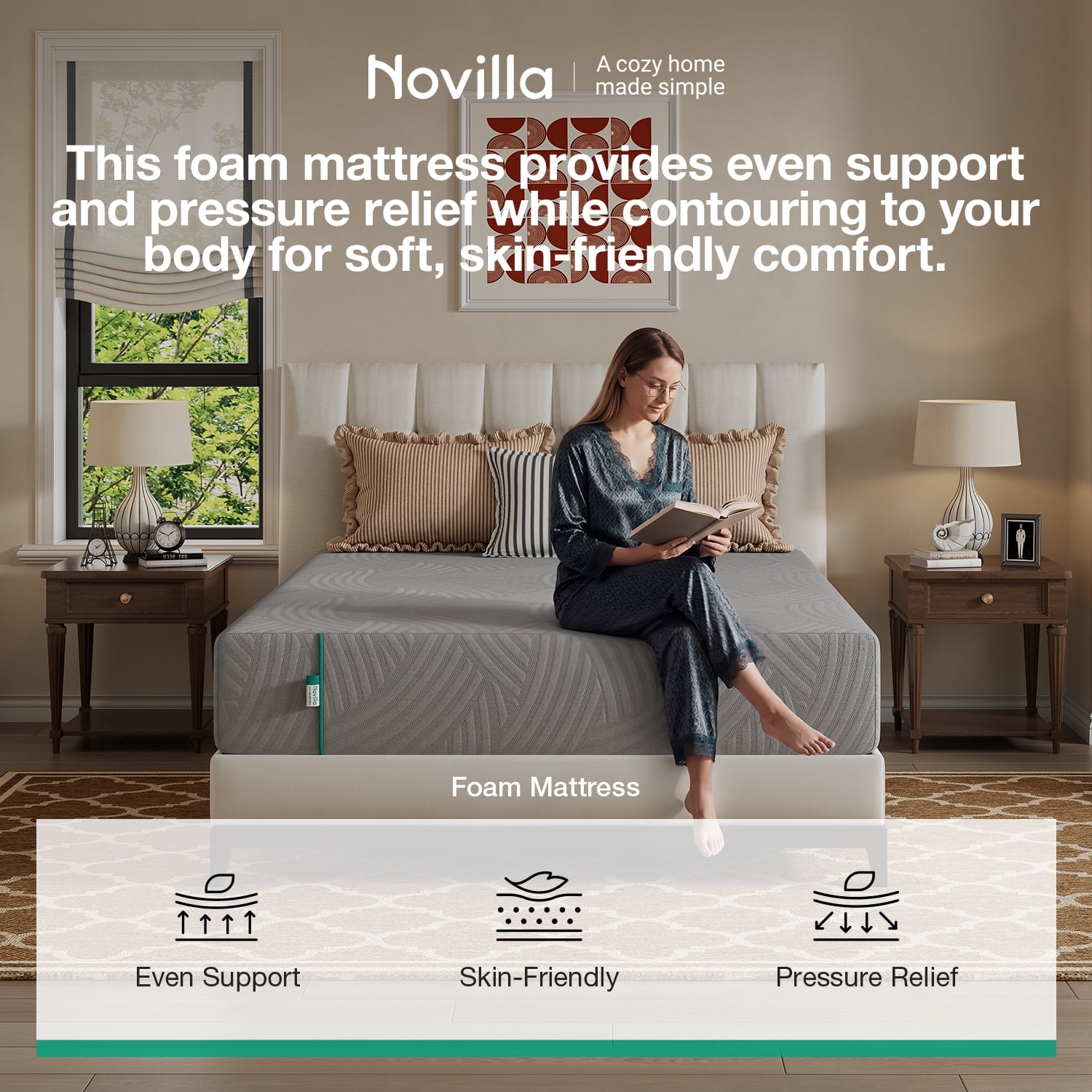 Novilla Atease 12" Full Size Medium Adult Memory Foam Mattress
