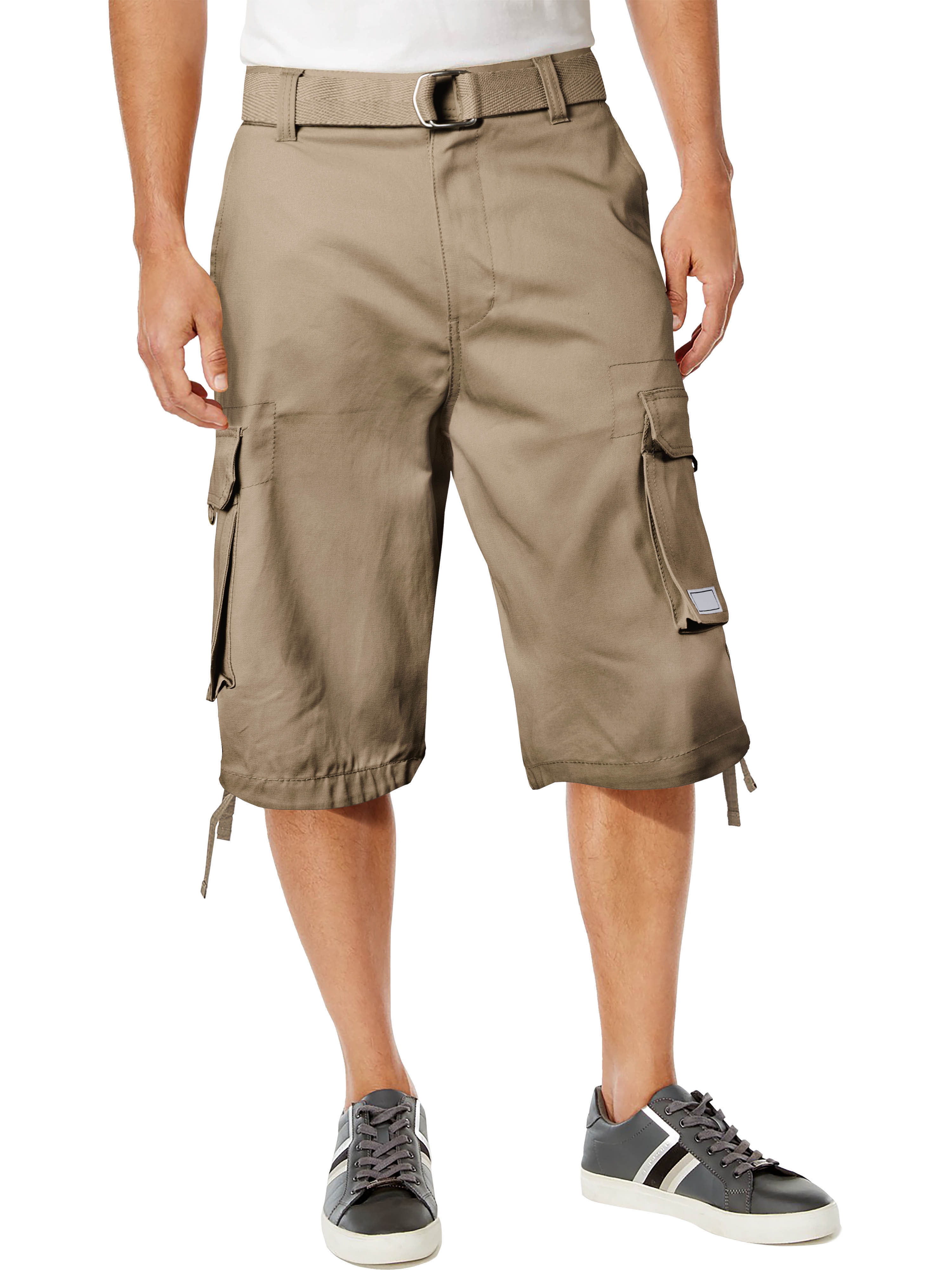 Ma Croix Pro Club Mens Cotton Twill Cargo Short Pants with Belt 30