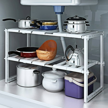 Godecor 2 Tier Space Saving Expendable Under Sink Shelf Kitchen