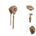 thumbnail image 6 of yotijay Women Knitted Hat Cute with Tassels Soft Outdoor Floral Cap Khaki, 6 of 9