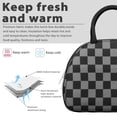 thumbnail image 3 of Gray and Black Checkered Pattern Insulated Lunch Bag,Leakproof Large Capacity Lunch Box for Work,Picnic or Travel,11.4 X 6.7 X 8.3 Inches, 3 of 6