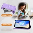 thumbnail image 3 of Crossbody Wallet Case For iPhone 14 Pro Max, PU Leather Flip Stand Case with [RFID Blocking] Card Holder, Zipper Pocket Handbag Magnetic Snap Shockproof Phone Case with Wrist Strap,Purple, 3 of 12