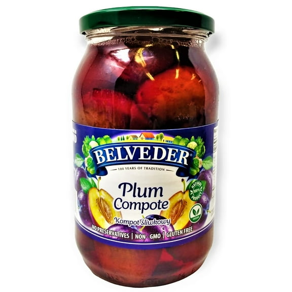 Belveder Plum Compote, No Preservatives Added, Non-GMO, Gluten Free and Vegan 31.74 Oz Pack of 1