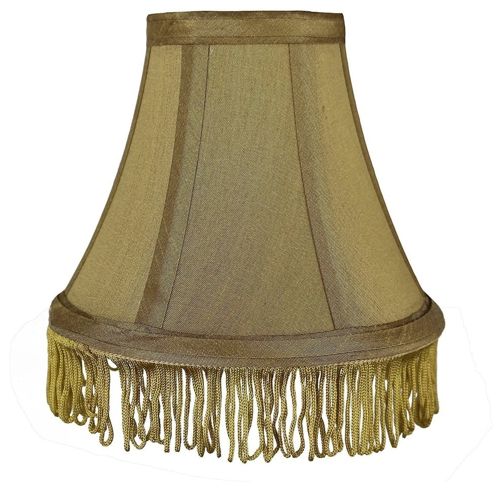 Urbanest Gold With Gold Fringe Silk Bell Chandelier Lamp ... Urbanest Gold With Gold Fringe Silk Bell Chandelier Lamp ...