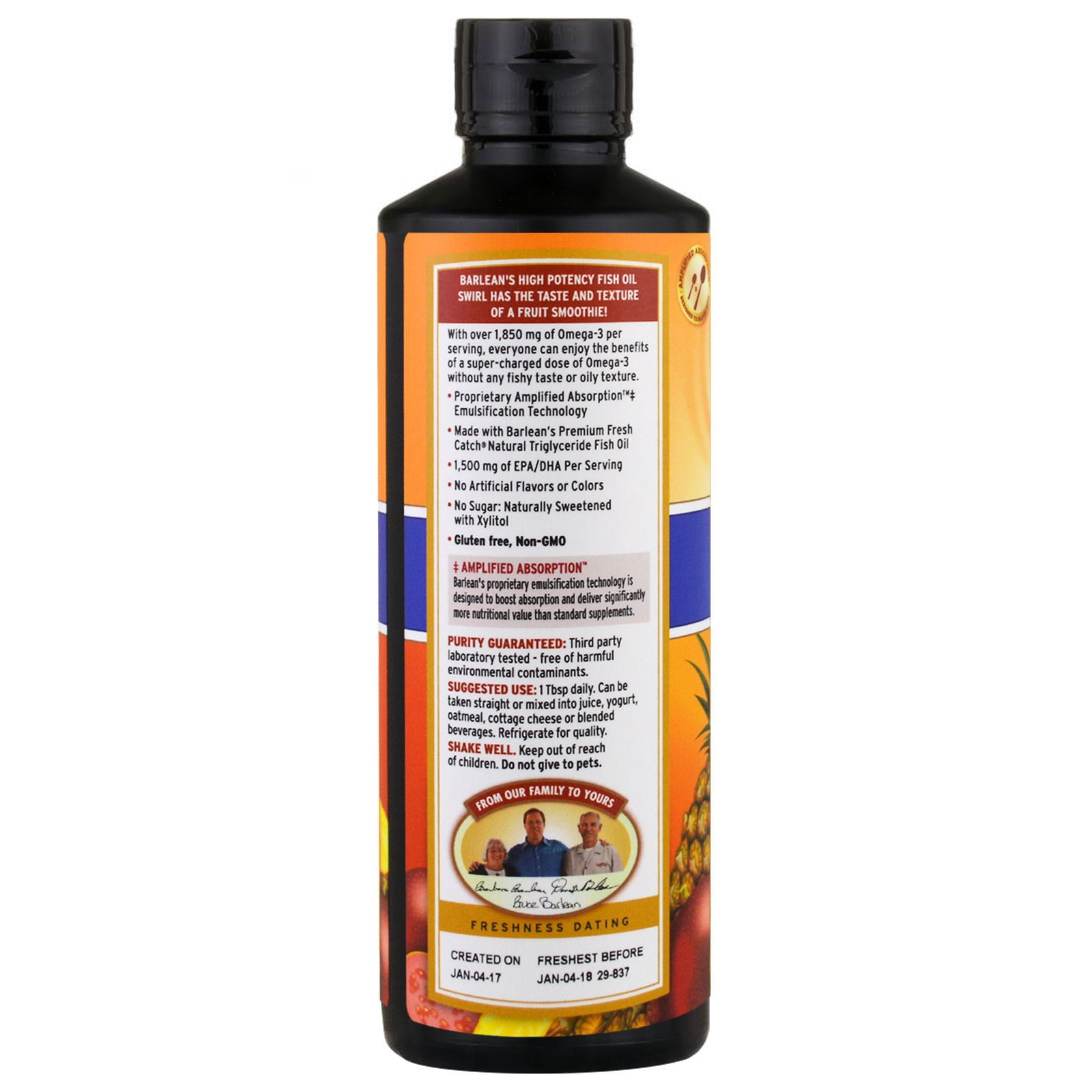 Barlean's Seriously Delicious®, Omega-3 From Fish Oil, Passion Pineapple Smoothie, 16 oz (454 g)