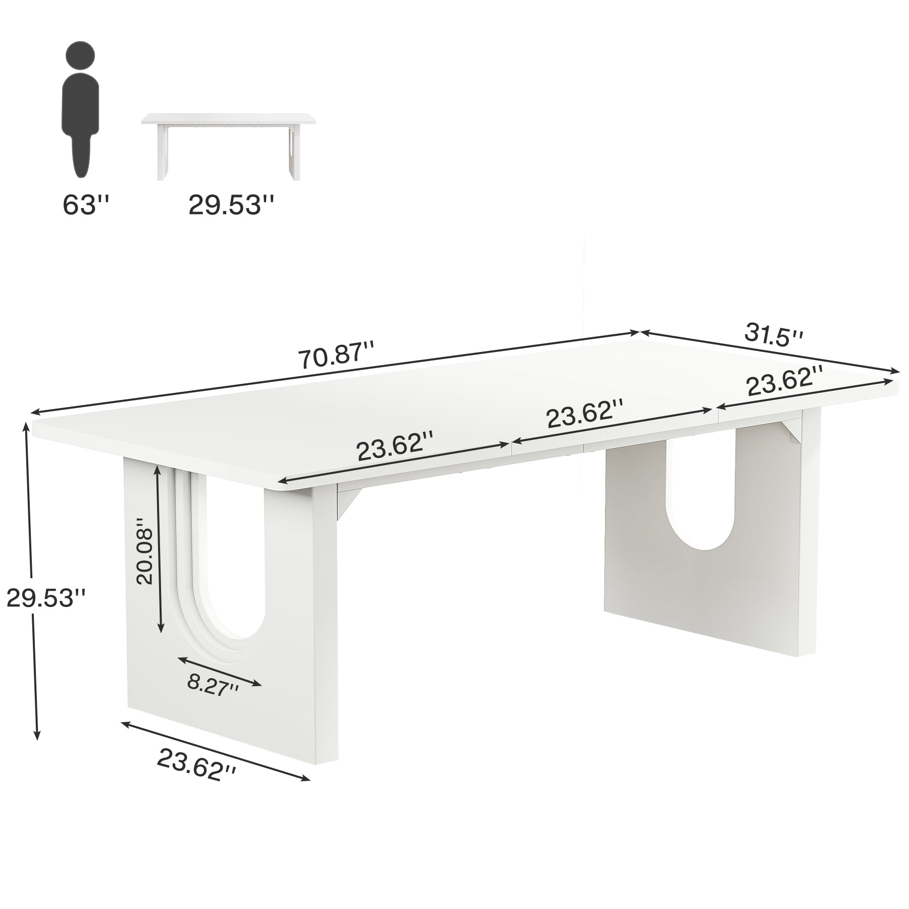 Tribesigns Modern Executive Desk, 70.9" Large Office Computer Desk, Conference Table Meeting Room Table, Simple Workstation Business Furniture for Home Office, White