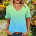 thumbnail image 2 of Ichuanyi Womens Summer Tops Trendy Gradient Color Print Short Sleeve Tshirts Shirts V Neck T Shirts Fashion, 2 of 7