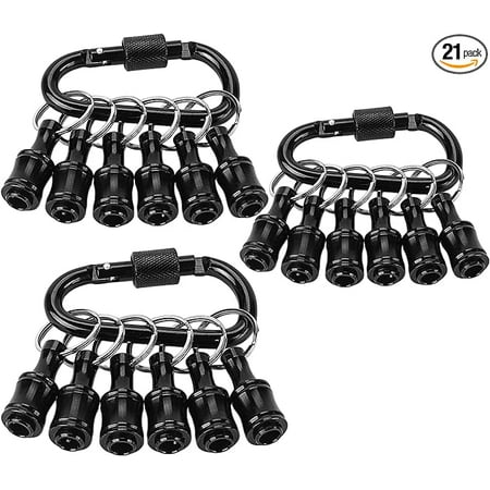 

Upgrade 6 Pcs Bit Holder With Black Carabiner 1/4 inch Hex Shank Aluminum Alloy Screwdriver Bits Holder Light-weight Quick-change Extension Bar Keychain Drill Screw Adapter Change Portable (3 SET-B)