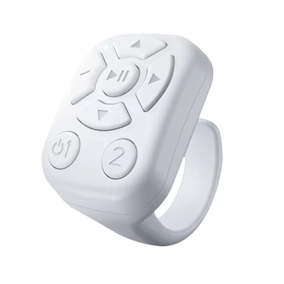 Cateissary Elegante anillo inalámbrico remoto para interacción en redes sociales, anillo con yema del dedo, teléfono con Control remoto Relojes inteligentes blanco