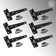 thumbnail image 2 of Renovators Supply 5 in. Black T Strap Shed Door Hinge Flush Mount Cast Iron Barn Door Shed Hinge w/Hardware Pack of 6, 2 of 5