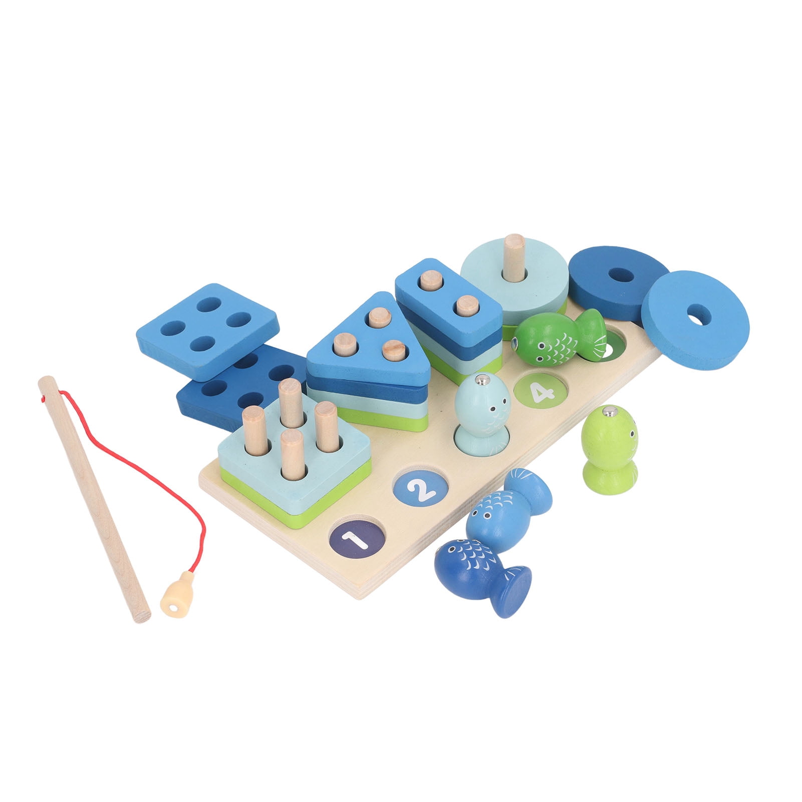 Jouet de Pêche en Forme de Géométrie en Bois Casse-Tête Éducatif Précoce Tri des Formes Jouet de Pêche pour Enfants