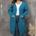 thumbnail image 2 of FAIWAD Womens Open Front Cardigan Sweaters Long Sleeve Heart Print Long Knit Outwear with Pockets, 2 of 4