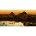 thumbnail image 2 of Ygnacio Alcérreca y Comonfort 14x9 Black Ornate Wood Framed Double Matted Museum Art Print Titled: Pyramids Sunset (1901), 2 of 5