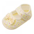 thumbnail image 2 of Infant Baby Girls Boys Handmade Princess Flats Toddler First Walkers Soft Cotton Non-Slip Crib Wedding Dress Shoes, 2 of 5