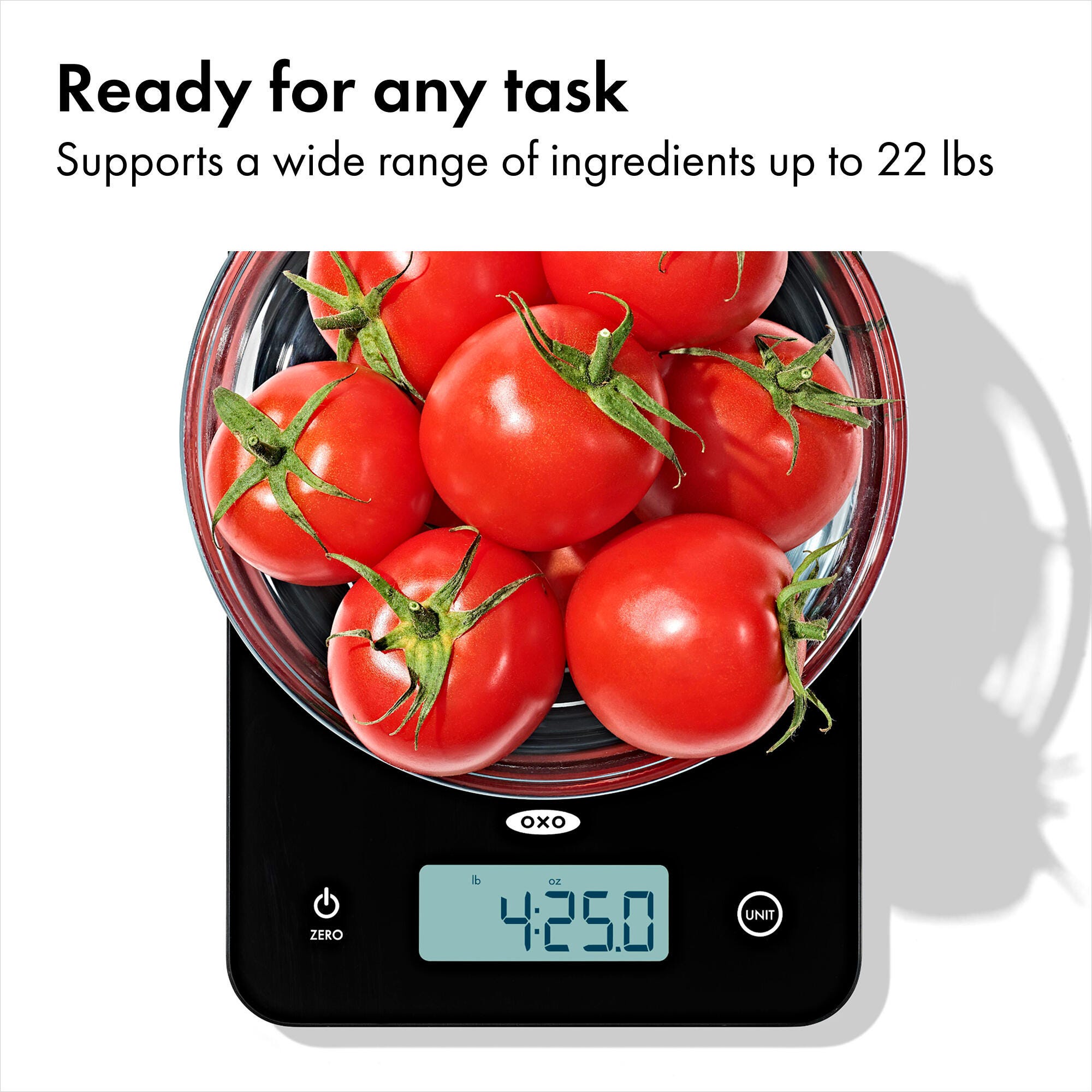 OXO Everyday Glass Food Scale, 22 lb Capacity Digital Kitchen Scale