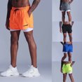 thumbnail image 2 of Men's 2-in-1 Running Shorts Quick Drying Breathable Active Training Exercise Jogging Cycling Shorts with Longer Liner Black 3XL Height 185-190cm, 2 of 6
