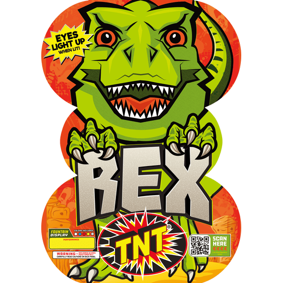 TNT Fireworks, Rex, Ground Based Fountain Firework, Dinosaurs, Party
