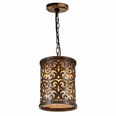 CWI Lighting Nicole 1 Light Drum Shade Metal Mini Pendant in Chocolate