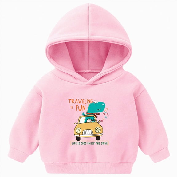 Splozh Sweatshirt Boys and Girls Hooded Sweatshirts Fleece Cartoon Prints Long Sleeved Tops for Kids Graphic Hoodie,Pink,2-3 Years