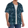 thumbnail image 2 of Uemuo Rose Flowers Pattern Cotton Linen Short Sleeve Shirts,Casual Lightweight Button Down Shirts,Vacation Beach Summer Tops-Medium, 2 of 7