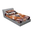 thumbnail image 2 of Ambesonne Retro Fitted Sheet & Pillow Sham Set, Geometric Mosaic Owl Art, Twinxl, Orange Brown, 2 of 2