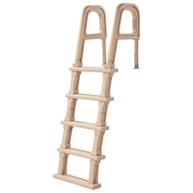 VEVOR Swimming Pool Ladder, Inclined 5-Step Double Handrails Stair, Non-slip Wide Step, 300 lbs Load Capacity, for 48-54 in Inground & Above-ground Pools, Any Deck Surface, Indoor & Outdoor, Taupe