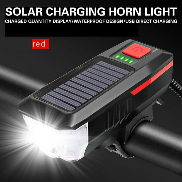 Light Headlight Solar Horn Light USB Rechargeable Headlight Cycling Strong Flashlight Cycling Equipment
