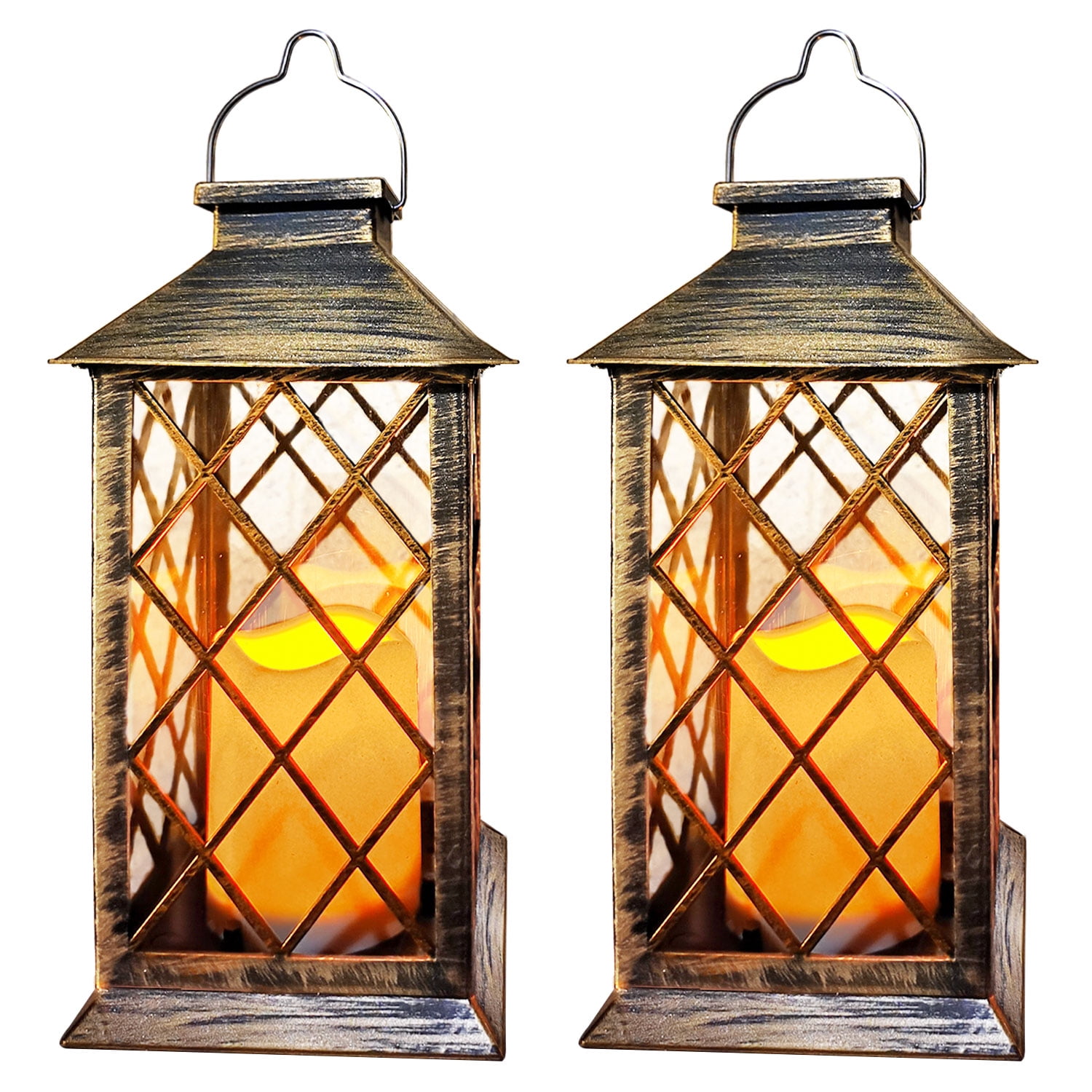 Rirool Solar Lanterns Outdoor Garden Hanging Lanterns, LED Flickering