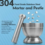 MEDca Stainless Steel Pill Crusher Mortar Pestle, 3.7 L x 5.5 H - Silver
