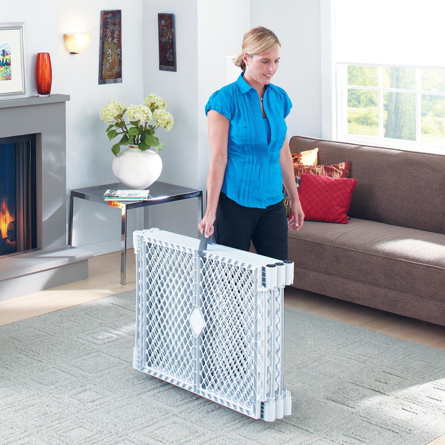 North States 6-Panel Easy To Use Baby Gate Plastic Superyard Classic Baby or Pet Playard