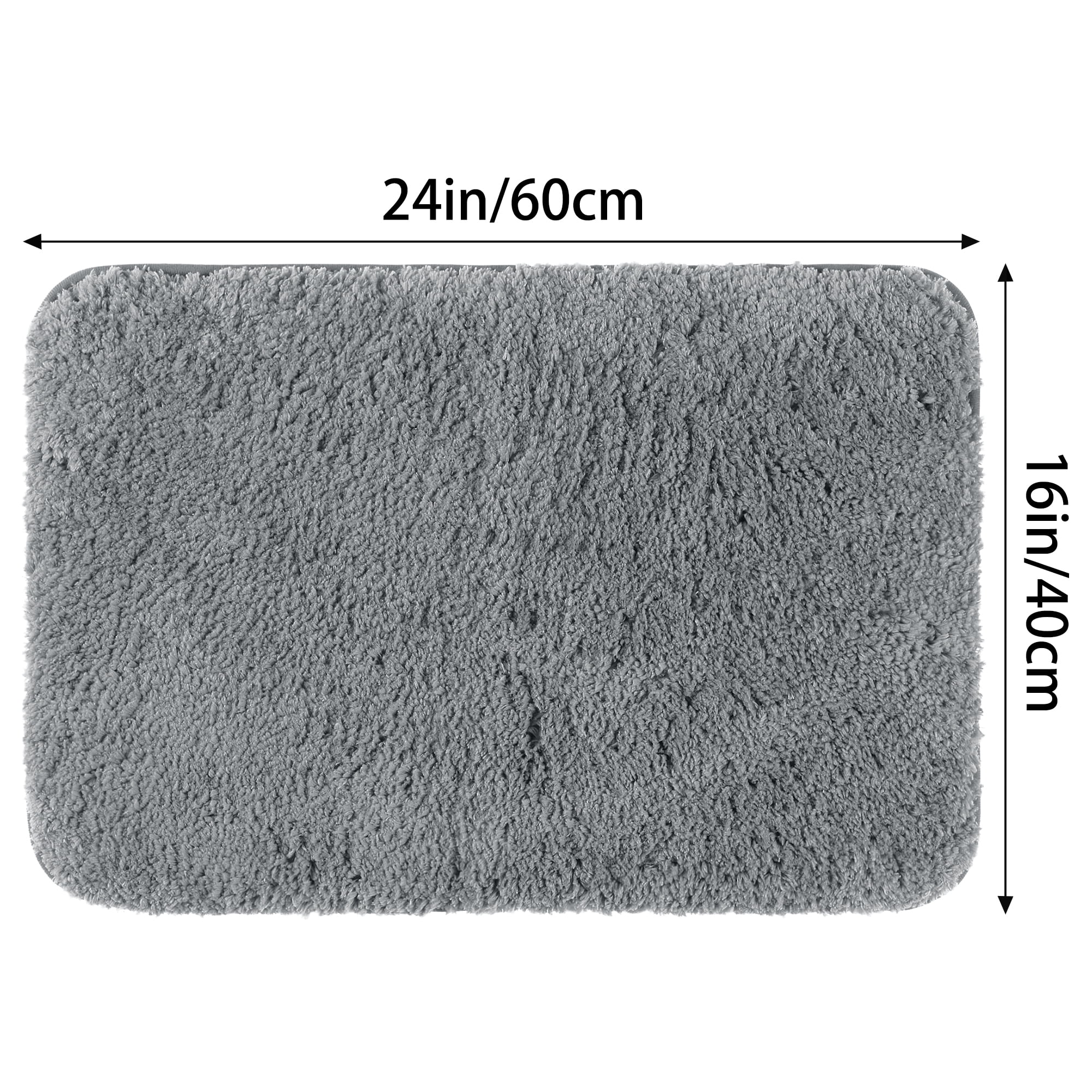 Unique Bargains Luxury Bath Mat Rug Solid Plush Shaggy Bath Carpet Floor Grey 16"x24"