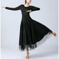 thumbnail image 5 of Long Sleeve Modern Waltz Ballroom Latin Dance Practice Wear Dress With Godets, 5 of 8