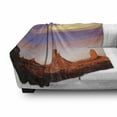thumbnail image 3 of United States Soft Flannel Fleece Blanket, Monument Valley West Mitten and Merrick Butte Sunset Utah Desert, Cozy Plush for Indoor and Outdoor Use, 50" x 70", Dark Orange Pink Blue, by Ambesonne, 3 of 6