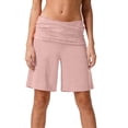 thumbnail image 3 of Coral Shorts Women Summer Yoga Shorts Pull On Athletic Shorts Knee Length Lightweight Solid High Waisted Stretch Long Shorts Walking Casual Running Shorts, 3 of 6