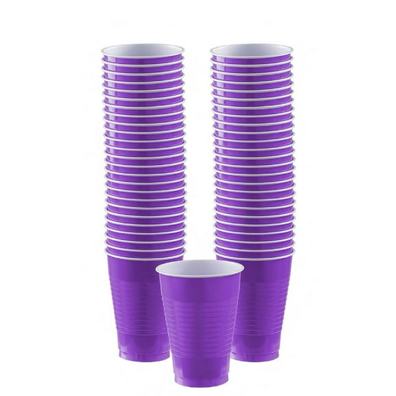 50 Count Party Cups Topboutique Plastic Cups 16 oz Plastic Drinking Cups Heavy Duty Disposable Cups Plastic Water Cups for Wedding Festival Barbecues Picnics Indoor and Outdoor Event,Purple