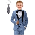 thumbnail image 1 of Conjunto de traje formal para niños Tesscy, ajustado, azul, talla 2T, 5 piezas, 1 of 6